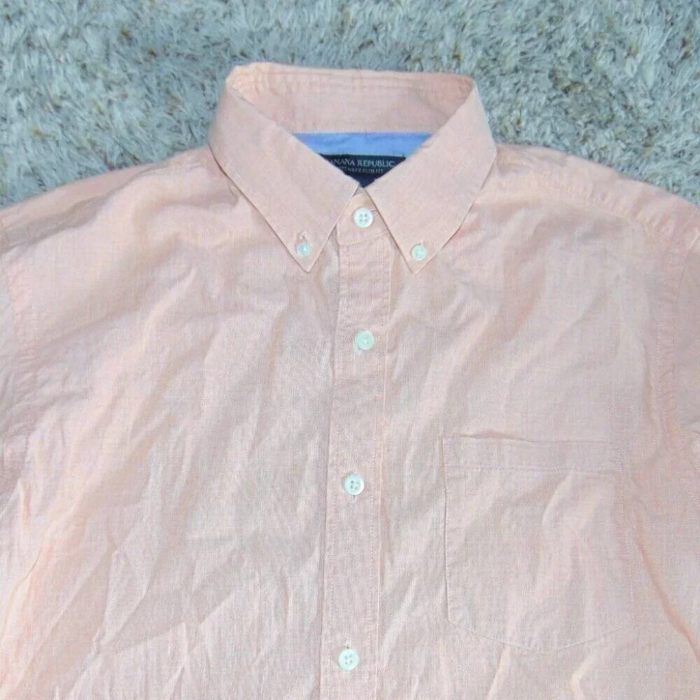 Banana Republic Dress Shirt Mens S Orange Long Sleeve Button Collared Slim